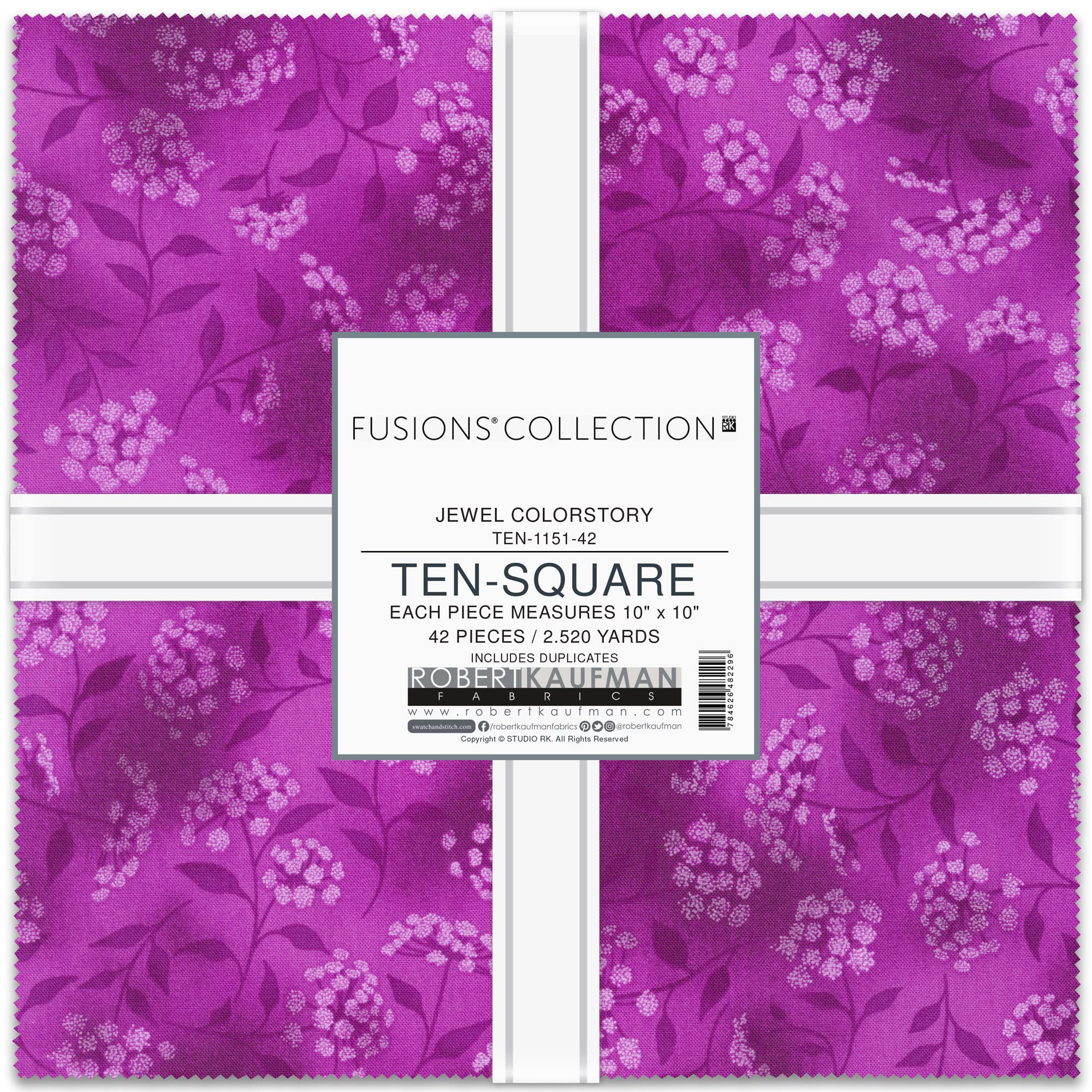 Fusions Jewel Ten Square 42 10-inch Squares Layer Cake Robert Kaufman Fabrics TEN-1151-42