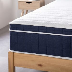 Mellow 12 Inch RENA Euro Top Pocket Spring Hybrid Mattress with Green Tea Memory Foam, Full,Navy