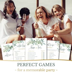 Bridal Shower Games - 5 Activities for 50 Guests - Double Sided Games - Eucalyptus