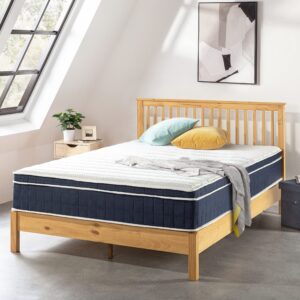 mellow 12 inch rena euro top pocket spring hybrid mattress with green tea memory foam, twin, navy