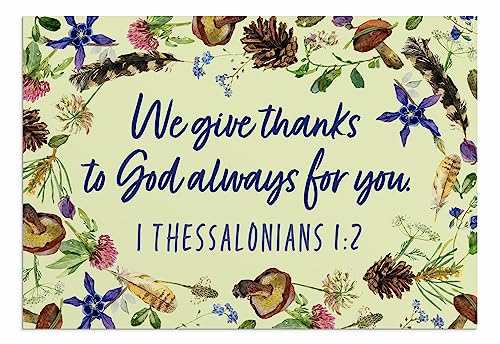 DaySpring - We Give Thanks - 4 Nature Design Assortment with Scripture - King James Version - 12 Thank You Boxed Cards & Envelopes (U0061)