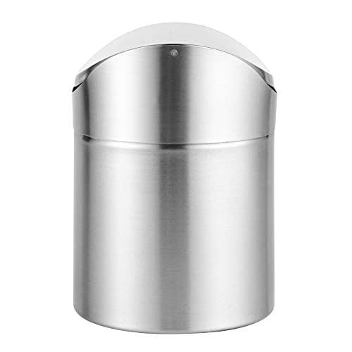 Restaurantware RW Clean 0.4 Gallon Countertop Garbage Can 1 Compact Mini Trash Bin - Swing Top Lid Avoids Rust & Stains Stainless Steel 201 Tabletop Garbage Can For Kitchens & More