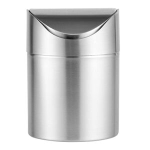 Restaurantware RW Clean 0.4 Gallon Countertop Garbage Can 1 Compact Mini Trash Bin - Swing Top Lid Avoids Rust & Stains Stainless Steel 201 Tabletop Garbage Can For Kitchens & More