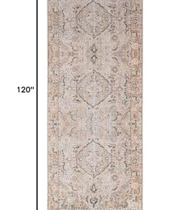 Livabliss Kemer Medallion Washable Runner Area Rug,2'7" x 10',Brown