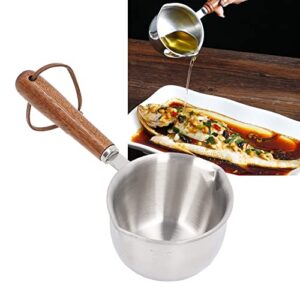 Fdit Dual Spout Warmer, Stainless Steel Mini Melting Pot with Wooden Handle, Multifunction Milk Pot Chocolate Melting Pan for Kitchen (200ML)