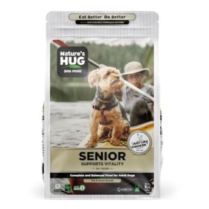 nature's hug dry dog food, senior-toy & small breeds, 5 lb. bag, chicken flavor plant-based protein vegetarian kibble, grain-free, allergen-free, complete protein & balanced nutrition