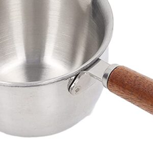 Fdit Dual Spout Warmer, Stainless Steel Mini Melting Pot with Wooden Handle, Multifunction Milk Pot Chocolate Melting Pan for Kitchen (200ML)