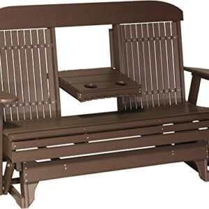 LuxCraft 5' Classic Poly Double Glider with Center Tray (Chestnut Brown)