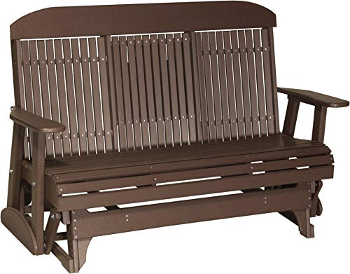 LuxCraft 5' Classic Poly Double Glider with Center Tray (Chestnut Brown)