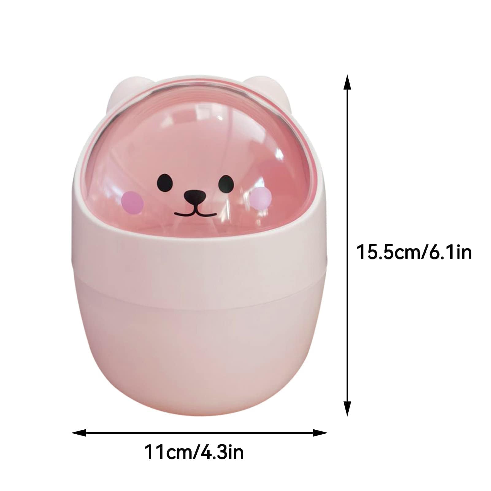 Cute Mini Desktop Trash Can, Cartoon Cat Animal Shape Waste Paper Bin with Swing Lid Mini Countertop Trash Can Small Garbage Can(Pink)