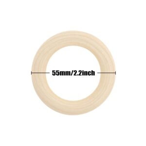 20PCS Natural Wood Rings for Crafts, Macrame Rings for DIY, Wooden Rings Without Paint, Pendant Connectors 55mm/2.2inch