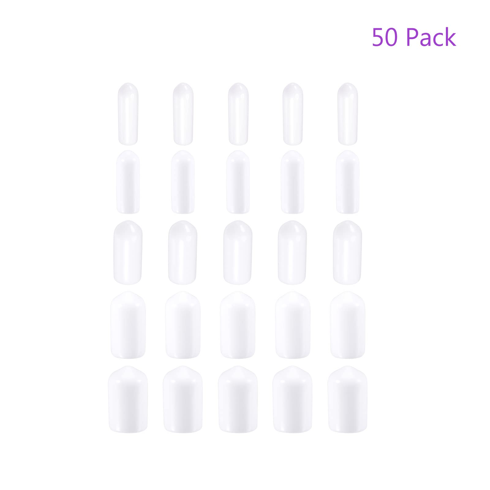 DMiotech 50 Pack 1/8" 3/16" 1/4" 5/16" 3/8" ID White Screw Thread Protectors Rubber End Caps Bolt Covers for Screw Bolt Furniture Pipe