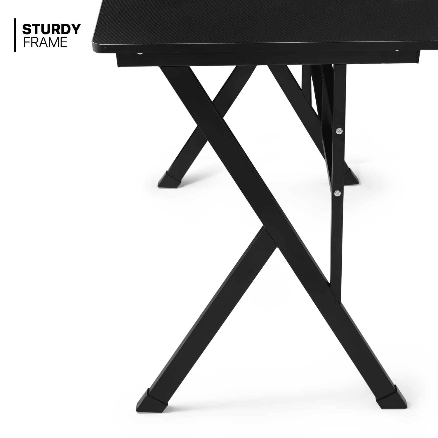 MoNiBloom Computer Desk Modern Design Home Office Gaming X-Shape Black Tabletop Simple Game Table Workstation for Corner Living Room Bedroom