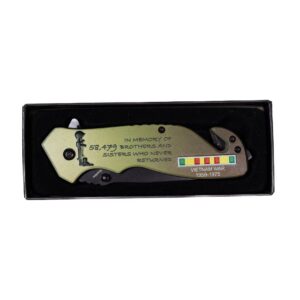 Folding Pocket Knife, 5 inch Stainless Steel Blade Pocket Knife with Vietnam War Veterans Flag| Vietnam War Memorial Collection In Memory of 58,479 brothers and sisters who never returned| with Pocketclip for Camping, Gifts for Father, Husband