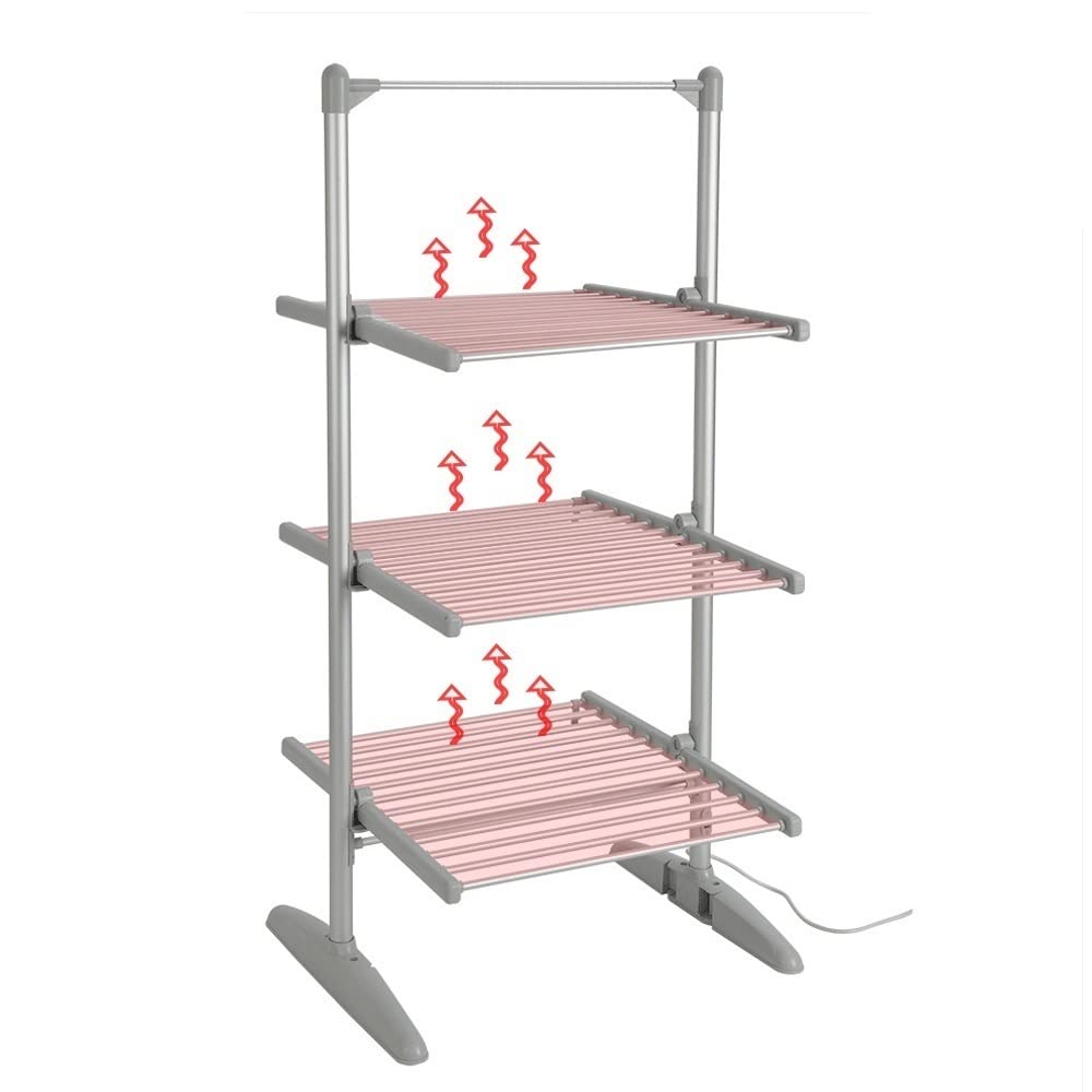 ZJIEX Electric Heated Clothes Airer Dryer 3-Tier Foldable Electric Clothes Dryers Indoor Low Energy Heated Drying Racks 300W 45-55℃ Constant Temperature