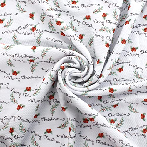 Laurel and Berries Merry Christmas Liverpool Bullet Fabric Textured Knit Jersey 4 Way Stretch - 6 Inch Strip