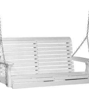 LuxCraft 4' Plain Poly Rollback Porch Swing (White)