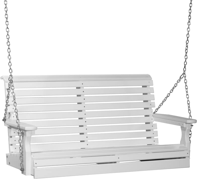 LuxCraft 4' Plain Poly Rollback Porch Swing (White)