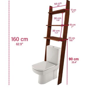 GENESIS WOODESIGN Over The Toilet Bathroom Organizer Shelves, 3-Tier Freestanding Above Toilet Storage Ladder Shelf, Standing Space Saver Behind Toilet Small Bathroom Organizer (Grey)