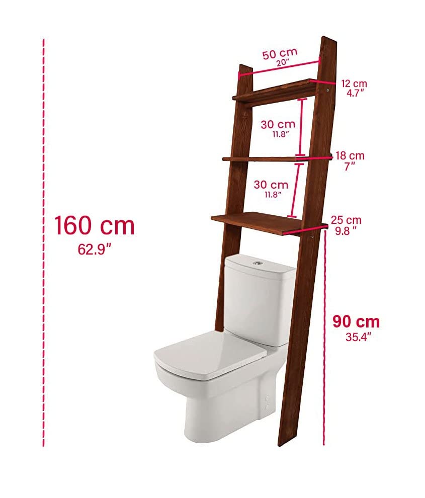 GENESIS WOODESIGN Over The Toilet Bathroom Organizer Shelves, 3-Tier Freestanding Above Toilet Storage Ladder Shelf, Standing Space Saver Behind Toilet Small Bathroom Organizer (Grey)