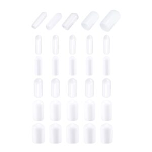 dmiotech 50 pack 1/8" 3/16" 1/4" 5/16" 3/8" id white screw thread protectors rubber end caps bolt covers for screw bolt furniture pipe