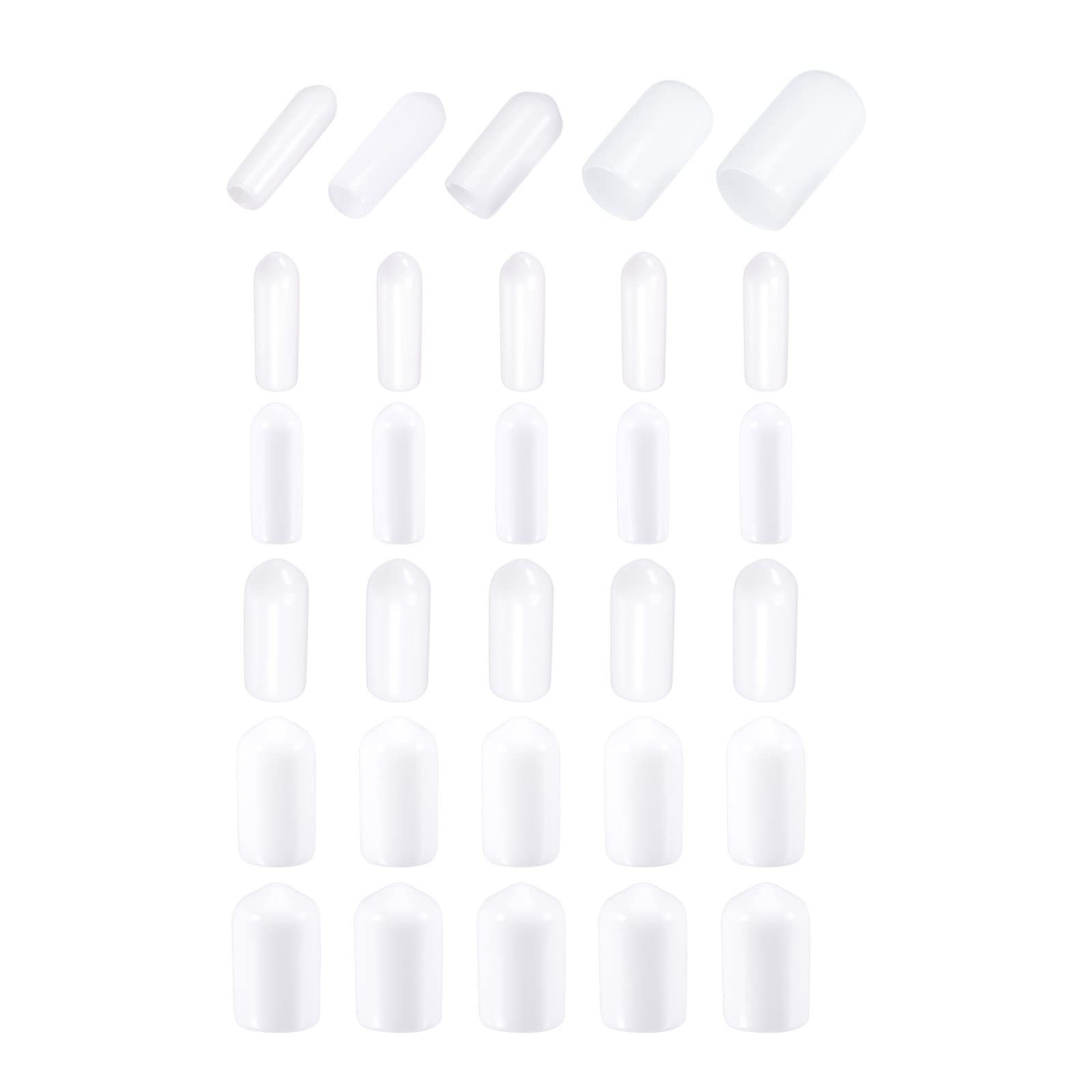 DMiotech 50 Pack 1/8" 3/16" 1/4" 5/16" 3/8" ID White Screw Thread Protectors Rubber End Caps Bolt Covers for Screw Bolt Furniture Pipe