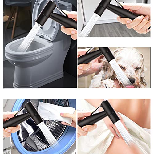 ONEMTB Toilet Bidet Spray Black Handheld Bidet Sprayer Black Bathroom Diaper Sprayer Toilet Shower Head Black Stainless Steel Sprayer Bathtub Bidet Clean