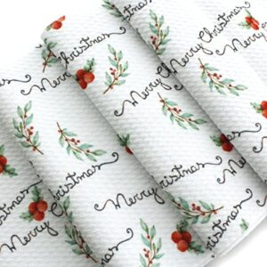 Laurel and Berries Merry Christmas Liverpool Bullet Fabric Textured Knit Jersey 4 Way Stretch - 6 Inch Strip