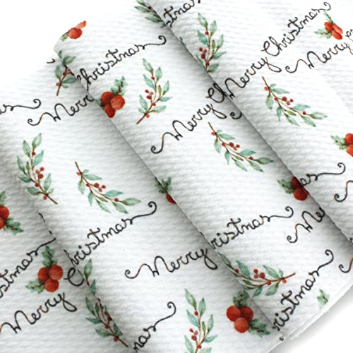 Laurel and Berries Merry Christmas Liverpool Bullet Fabric Textured Knit Jersey 4 Way Stretch - 6 Inch Strip