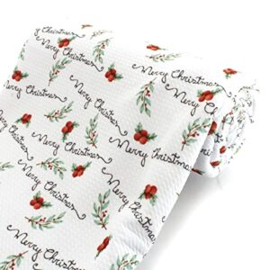 Laurel and Berries Merry Christmas Liverpool Bullet Fabric Textured Knit Jersey 4 Way Stretch - 6 Inch Strip