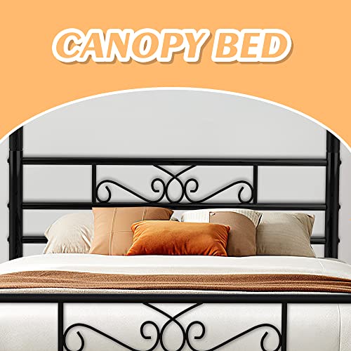 Pliwier Bed Frame with Headboard and Footboard, 13 Heavy Duty Bed Slats, 18 Sturdy Legs Support, No Box Spring Needed, Noise Free, Easy Assembly