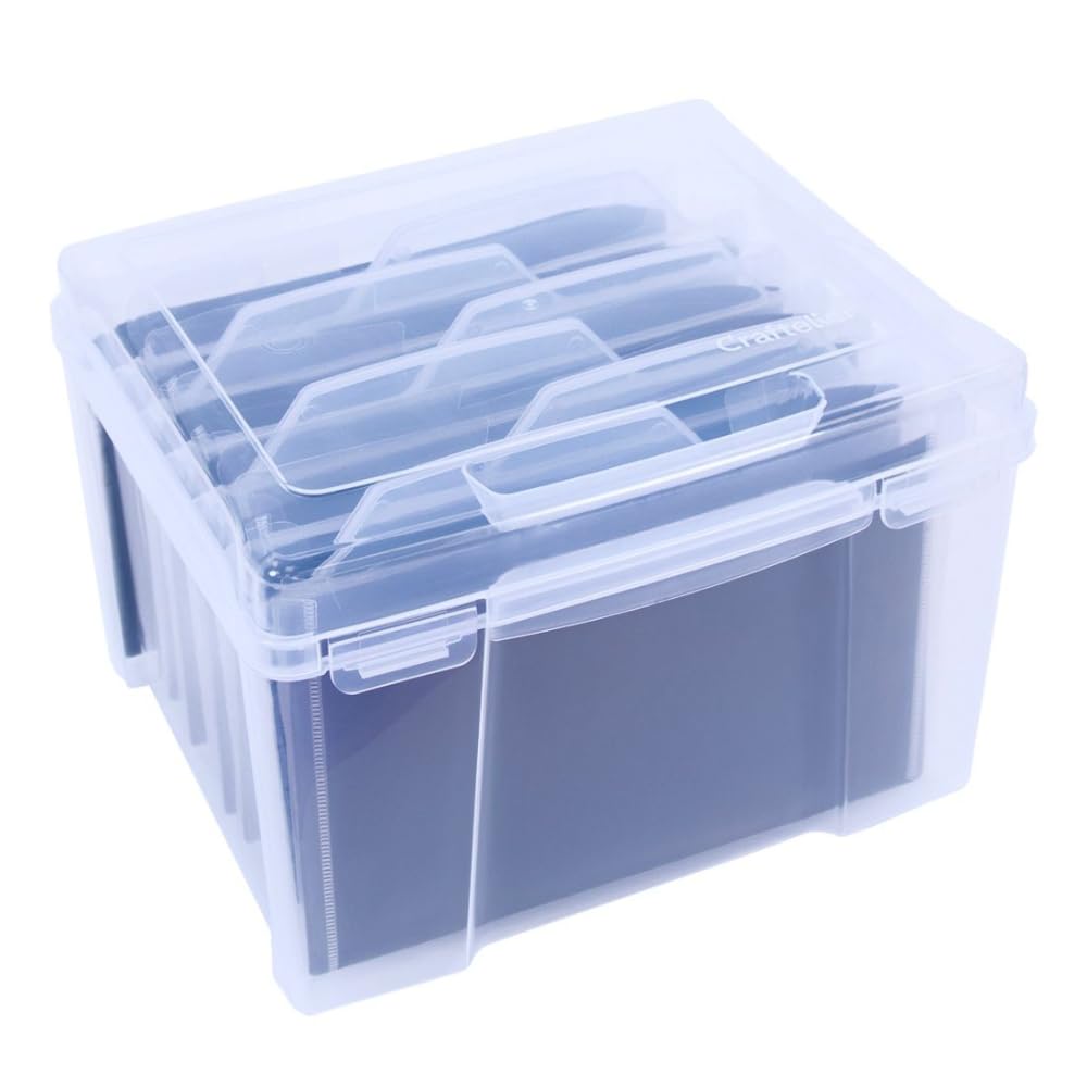 Craftelier - Die and Stamp Storage Box | Includes 6 Dividers, 7 Envelopes and 7 Magnetic Sheets | Size Approx. 26.67 x 22.86 x 19.05 cm (10.5" x 9" x 7.5") - Transparent Colour