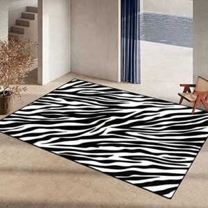 Black White Zebra Striped Large Area Rugs, Modern Art Runner Rugs, Non-Slip Floor Throw Mat, Rectangle Carpet for Living Room, Bedroom, Hallway Front Entrance, Kitchen, Dining, 3' x 5'