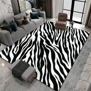 Black White Zebra Striped Large Area Rugs, Modern Art Runner Rugs, Non-Slip Floor Throw Mat, Rectangle Carpet for Living Room, Bedroom, Hallway Front Entrance, Kitchen, Dining, 3' x 5'