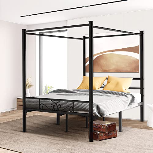 Pliwier Bed Frame with Headboard and Footboard, 13 Heavy Duty Bed Slats, 18 Sturdy Legs Support, No Box Spring Needed, Noise Free, Easy Assembly