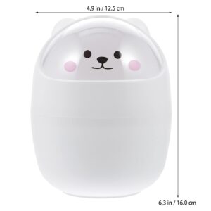 SENTOP Cute Desktop Trash Can, Kawaii Mini Trash Bin with Shake Lid, Garbage Storage Bucket for Desk Car Office Kitchen (White)