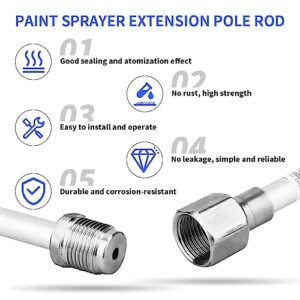 Airless SJG Universal Spray Extension Rod for Airless Spray Gun, Paint Sprayer Spray Gun Tip Extension Pole Rod 19.7inch,29.5inch（2 Pieces