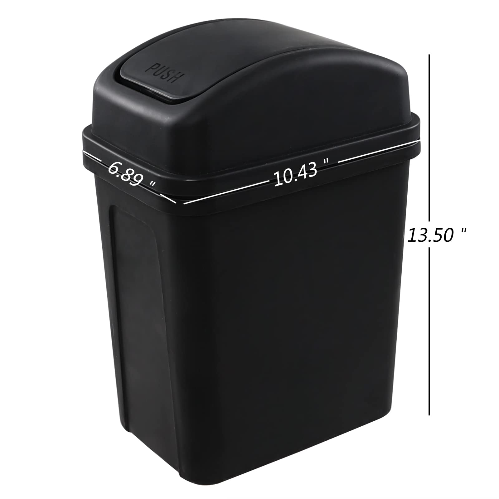 Hommp 2 Gallon Swing Top Trash Can, Small Garbage Can with Swing Lid, Black