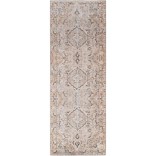 Livabliss Kemer Medallion Washable Runner Area Rug,2'7" x 10',Brown