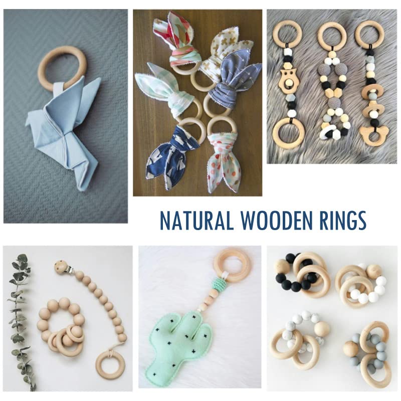 100 PCS Unfinished Natural Wooden Rings for Crafts, Wood Rings for DIY, Pendant Connectors, Jewelry Making, Macrame Supplies