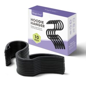 magicfour hoodie hangers, 10 pack hoodie organizer s shaped plastic hooks rack designed for hoodie coat, closet hanger for hanging hoodie, sweatshirt, jeans, jacket, hat, pans and bags, drying rack