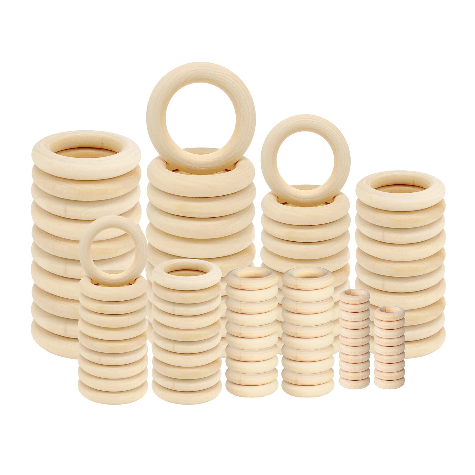 100 PCS Unfinished Natural Wooden Rings for Crafts, Wood Rings for DIY, Pendant Connectors, Jewelry Making, Macrame Supplies