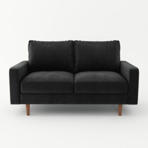 SILKIR 2-Person Loveseat Sofa Couch for Living Room | Perfect for: Apartment/Studio/Office & Small Space | Velvet Fabric | Fast and Easy Assembly | Warranty (Black) Modern Contemporary Mid-Century