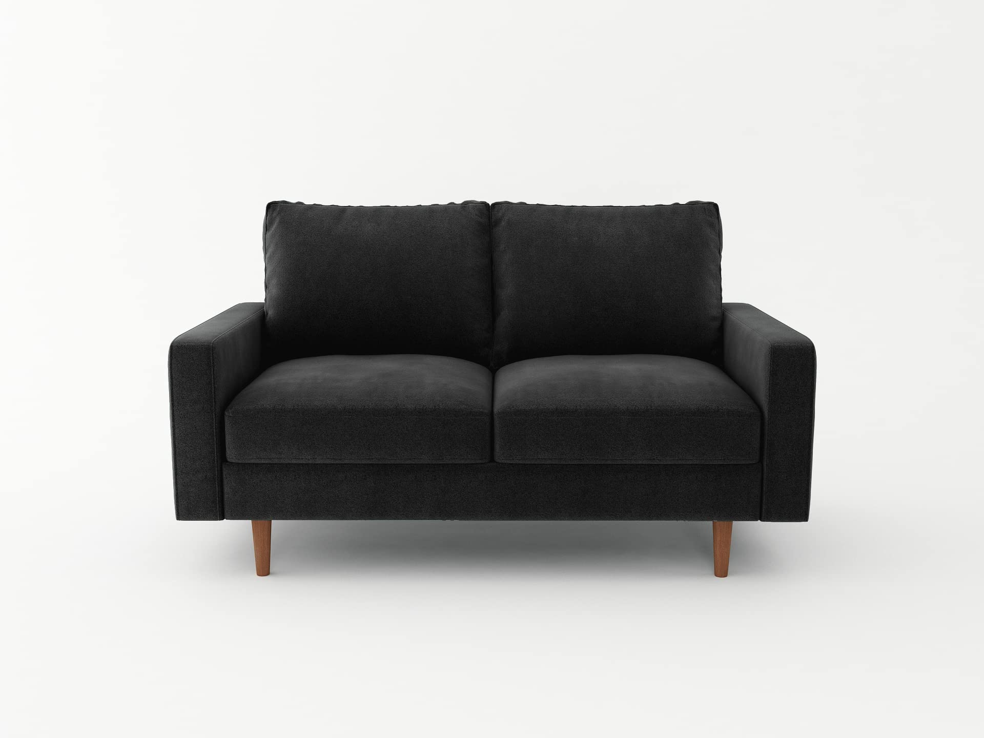 SILKIR 2-Person Loveseat Sofa Couch for Living Room | Perfect for: Apartment/Studio/Office & Small Space | Velvet Fabric | Fast and Easy Assembly | Warranty (Black) Modern Contemporary Mid-Century