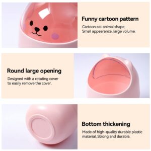 Cute Mini Desktop Trash Can, Cartoon Cat Animal Shape Waste Paper Bin with Swing Lid Mini Countertop Trash Can Small Garbage Can(Pink)