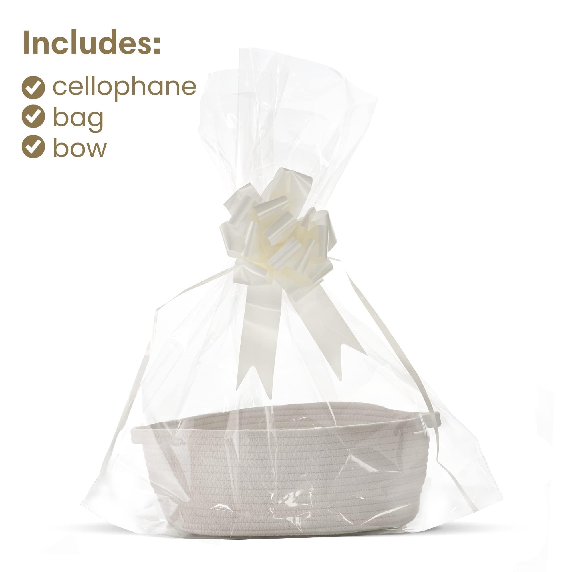 [5 PK] Bulk White Basket For Gifts Empty| Gift Basket| White Baskets, Bag, Bows| DIY White Gift Basket Kit| Christmas, Easter, Bridesmaid, Wedding| Gift to Impress-Upper Midland Products