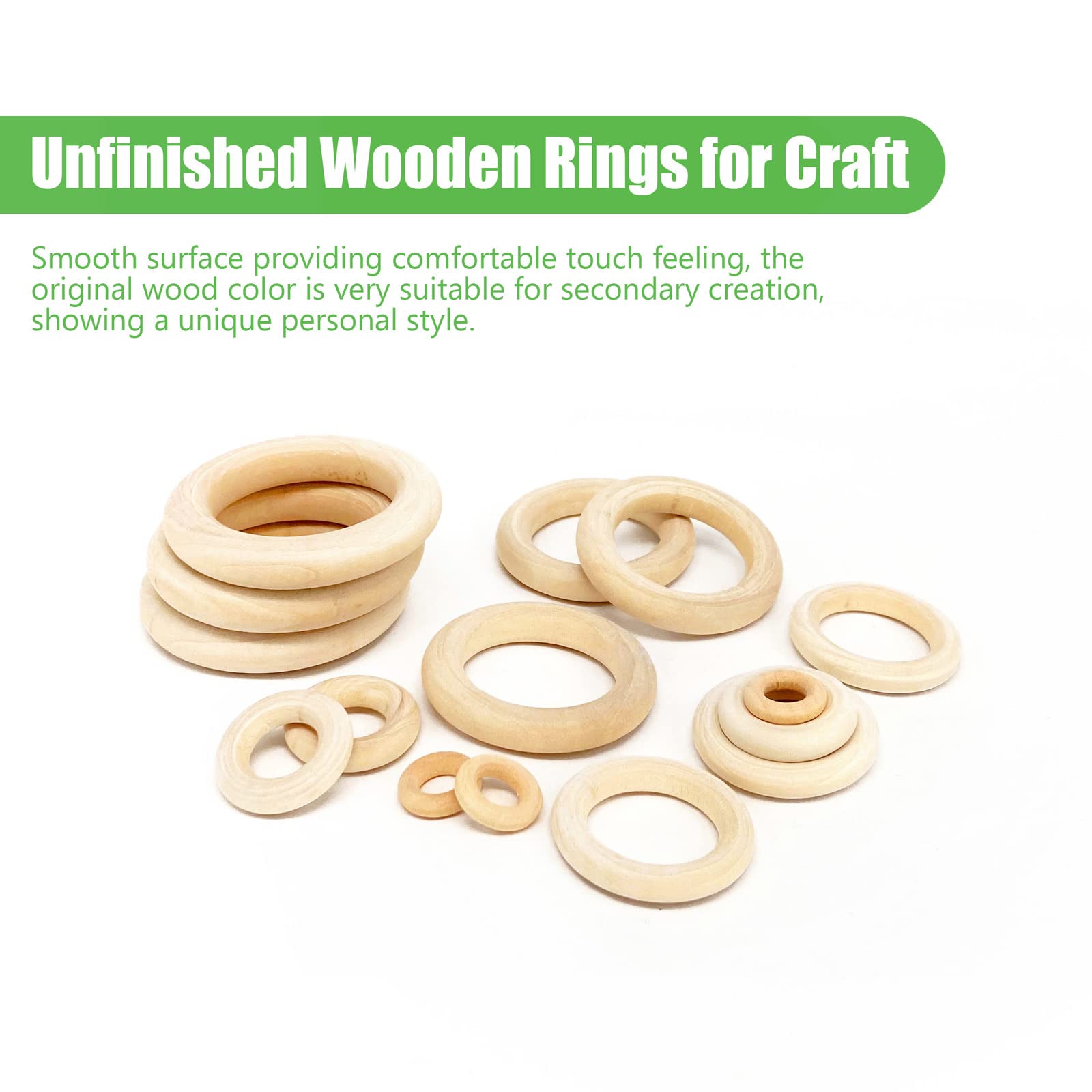 100 PCS Unfinished Natural Wooden Rings for Crafts, Wood Rings for DIY, Pendant Connectors, Jewelry Making, Macrame Supplies