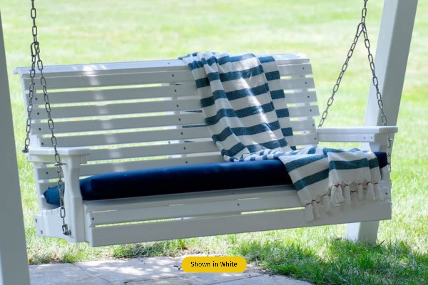 LuxCraft 4' Plain Poly Rollback Porch Swing (White)