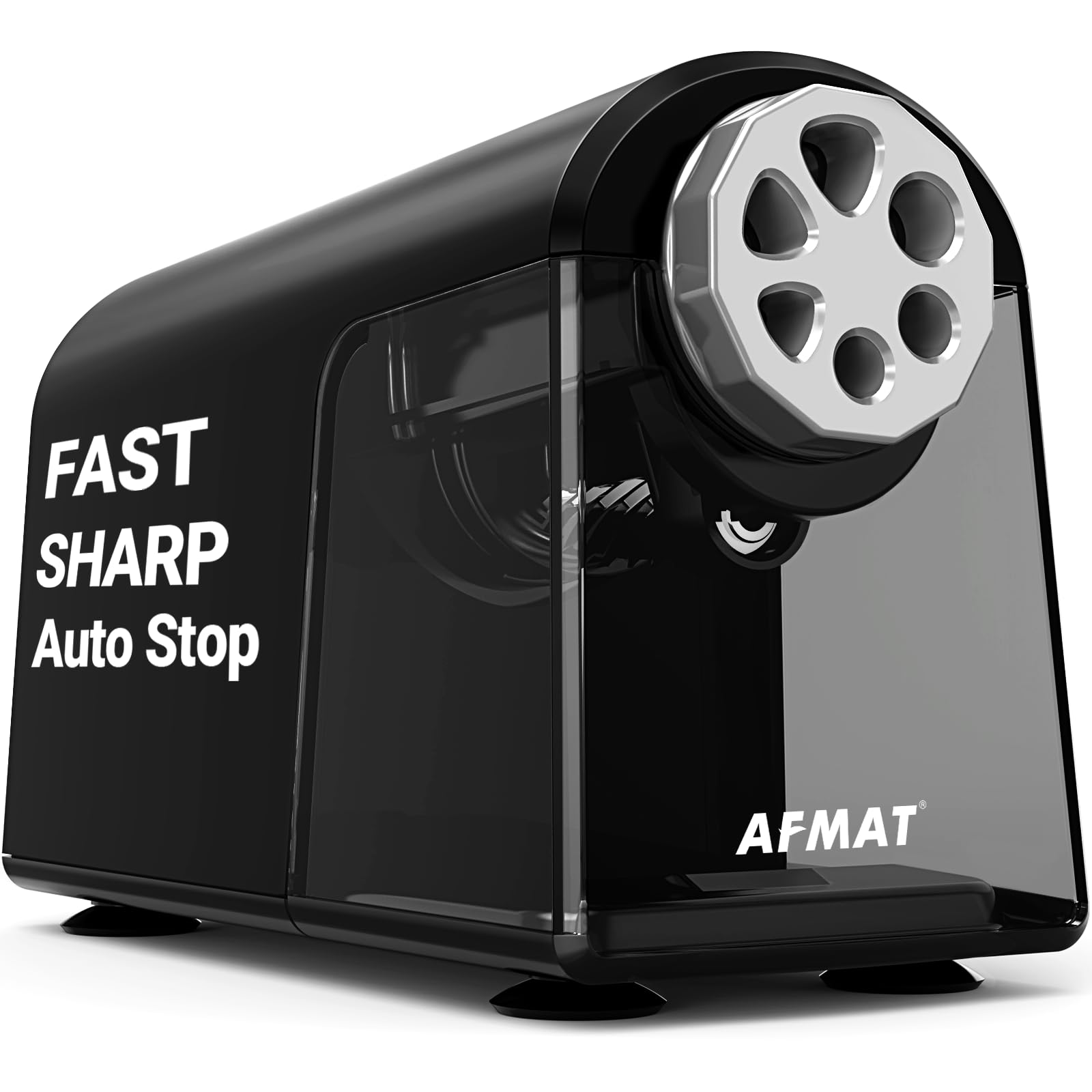 AFMAT Heavy Duty Electric Pencil Sharpener for Classroom, 6 Holes, Electric Pencil Sharpeners for Home, Pencil Sharpener Plug in for 6-11mm Pencils, Auto Stop, Super Fast, Save Pencils, Black