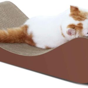 FluffyDream Cat Scratcher Cardboard, Scratching Pad House Bed Furniture Protector, Infinity Shape, Curved (Brown, Bone)